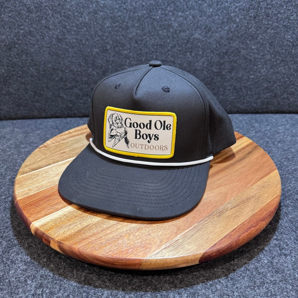 Riverbed Threads Good Ole Boys Outdoors Snapback Hat Black Perforated Rope Cap